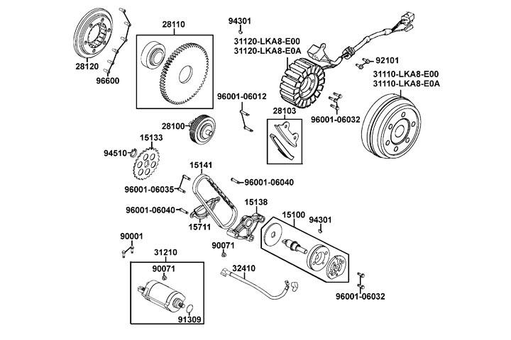 Startmotor - Bendixdrev - Oljepump - Tändplatta